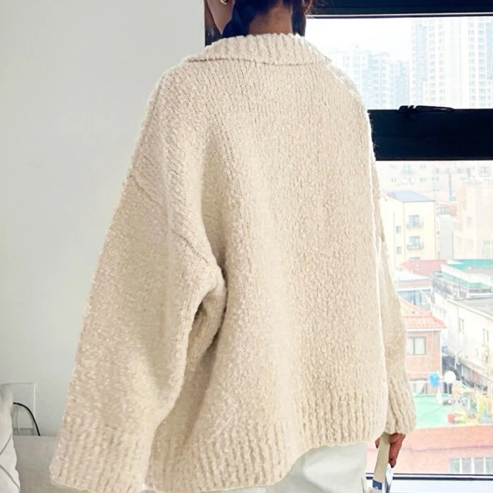 Half button drop shoulder sweater - Picture 2 of 7